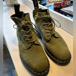 Dr. Martens Olive Green Suede Boots